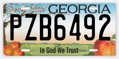 GA license plate PZB6492