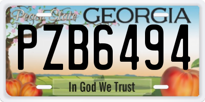 GA license plate PZB6494