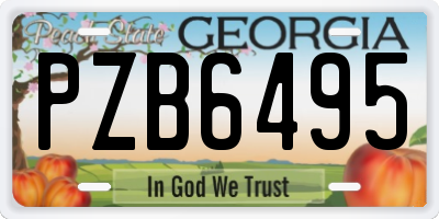 GA license plate PZB6495