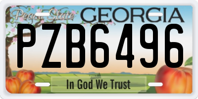 GA license plate PZB6496
