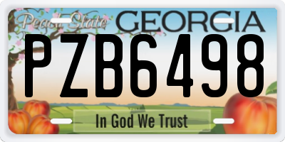 GA license plate PZB6498