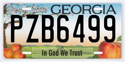 GA license plate PZB6499