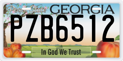 GA license plate PZB6512