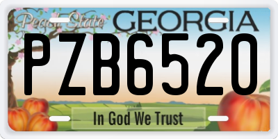 GA license plate PZB6520