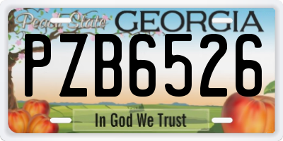 GA license plate PZB6526