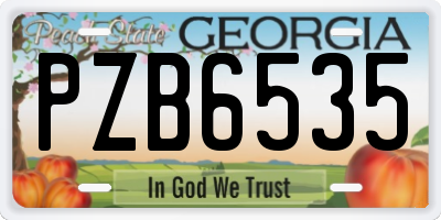 GA license plate PZB6535