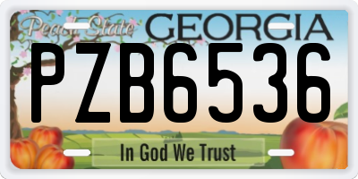 GA license plate PZB6536