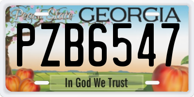 GA license plate PZB6547