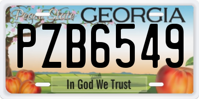 GA license plate PZB6549