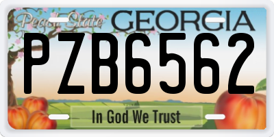 GA license plate PZB6562