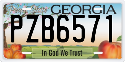 GA license plate PZB6571