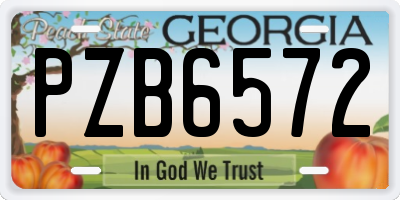 GA license plate PZB6572