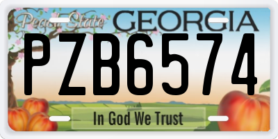 GA license plate PZB6574