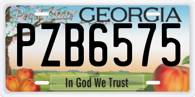 GA license plate PZB6575
