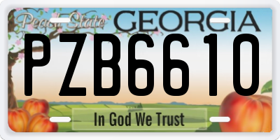 GA license plate PZB6610