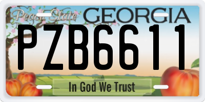 GA license plate PZB6611