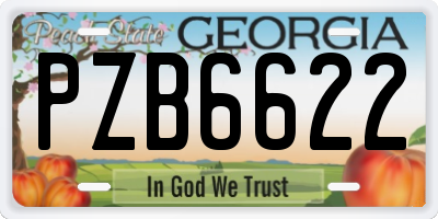 GA license plate PZB6622