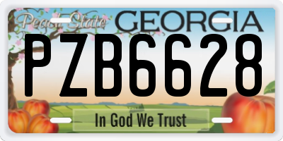 GA license plate PZB6628