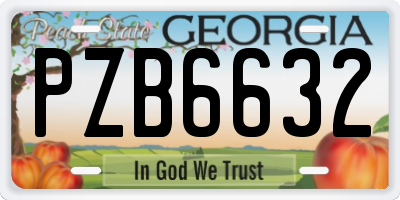 GA license plate PZB6632