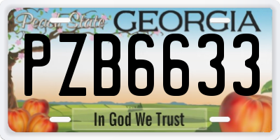 GA license plate PZB6633