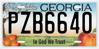 GA license plate PZB6640
