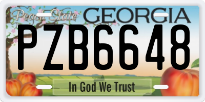 GA license plate PZB6648