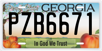 GA license plate PZB6671
