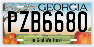 GA license plate PZB6680
