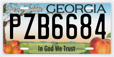 GA license plate PZB6684
