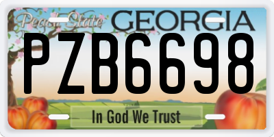 GA license plate PZB6698