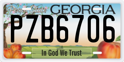 GA license plate PZB6706