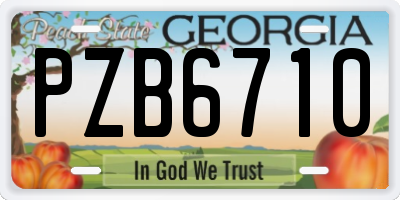 GA license plate PZB6710