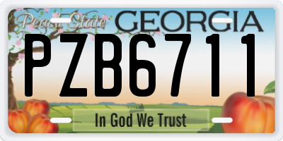 GA license plate PZB6711