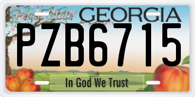 GA license plate PZB6715