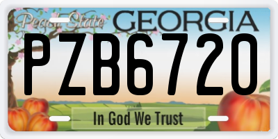 GA license plate PZB6720