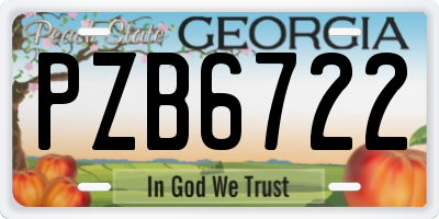 GA license plate PZB6722