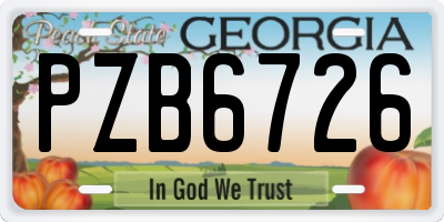 GA license plate PZB6726
