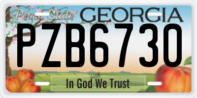 GA license plate PZB6730