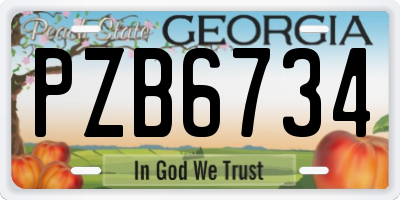 GA license plate PZB6734