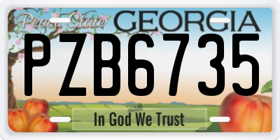 GA license plate PZB6735