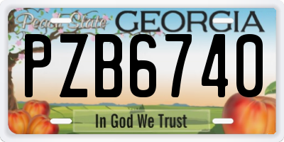 GA license plate PZB6740