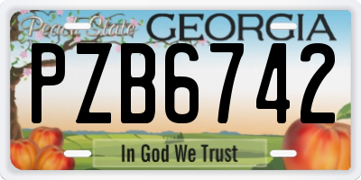 GA license plate PZB6742