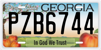 GA license plate PZB6744
