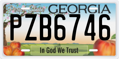 GA license plate PZB6746