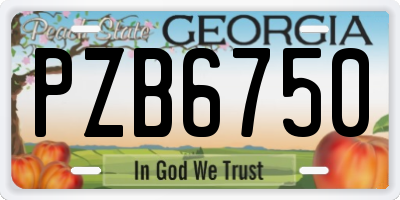 GA license plate PZB6750