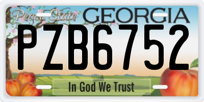 GA license plate PZB6752