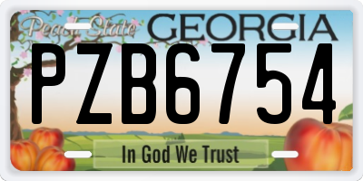 GA license plate PZB6754