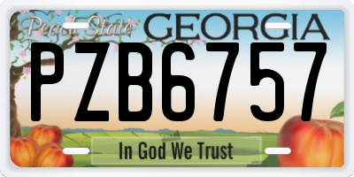 GA license plate PZB6757