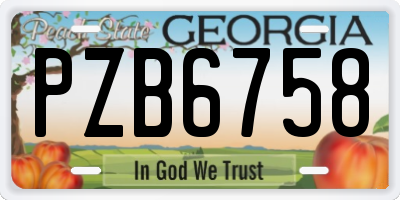 GA license plate PZB6758