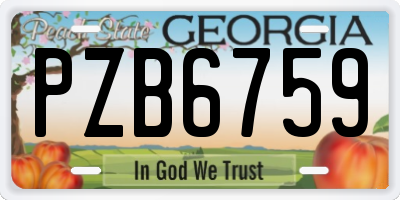 GA license plate PZB6759